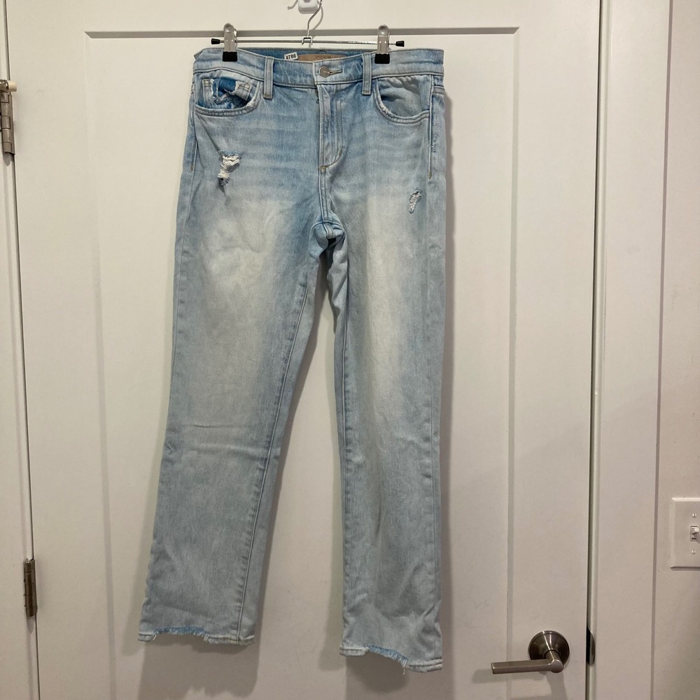 Joes Jeans The Lara Mid Rise Cigarette Ankle Distressed Raw Hem Light Wash 27